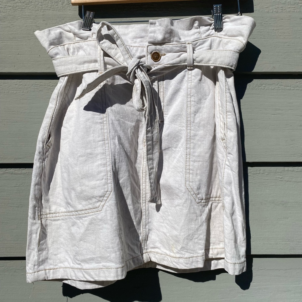 Free People cream Jean skirt